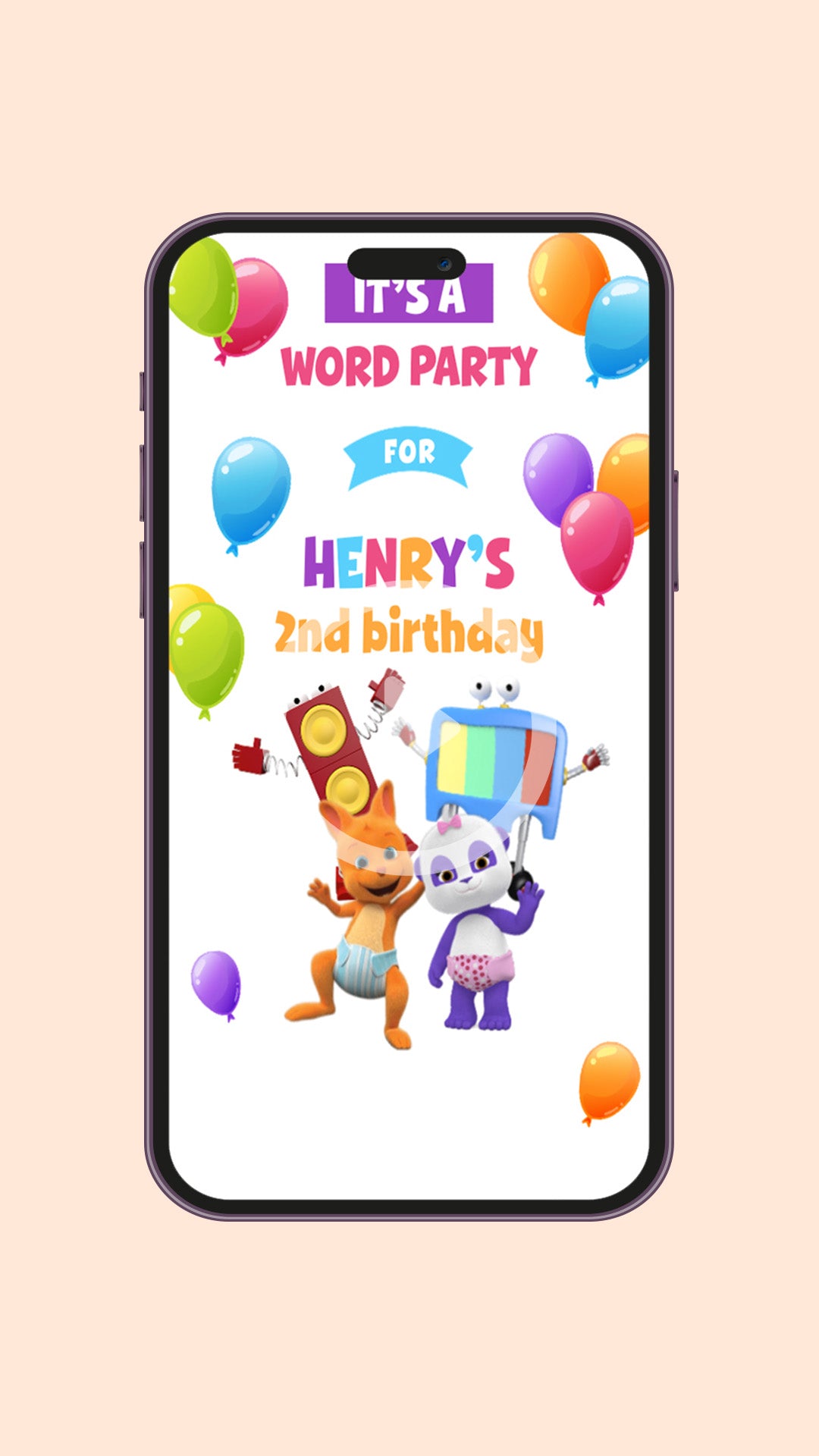 Word Party Birthday Video Invitation