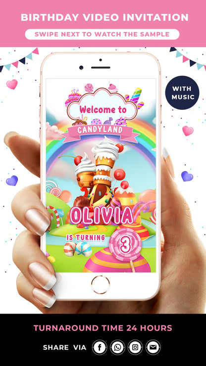 Candyland Birthday Video Invitation