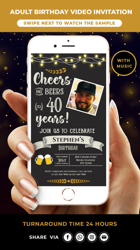 Cheers Beers Birthday Video Invitation