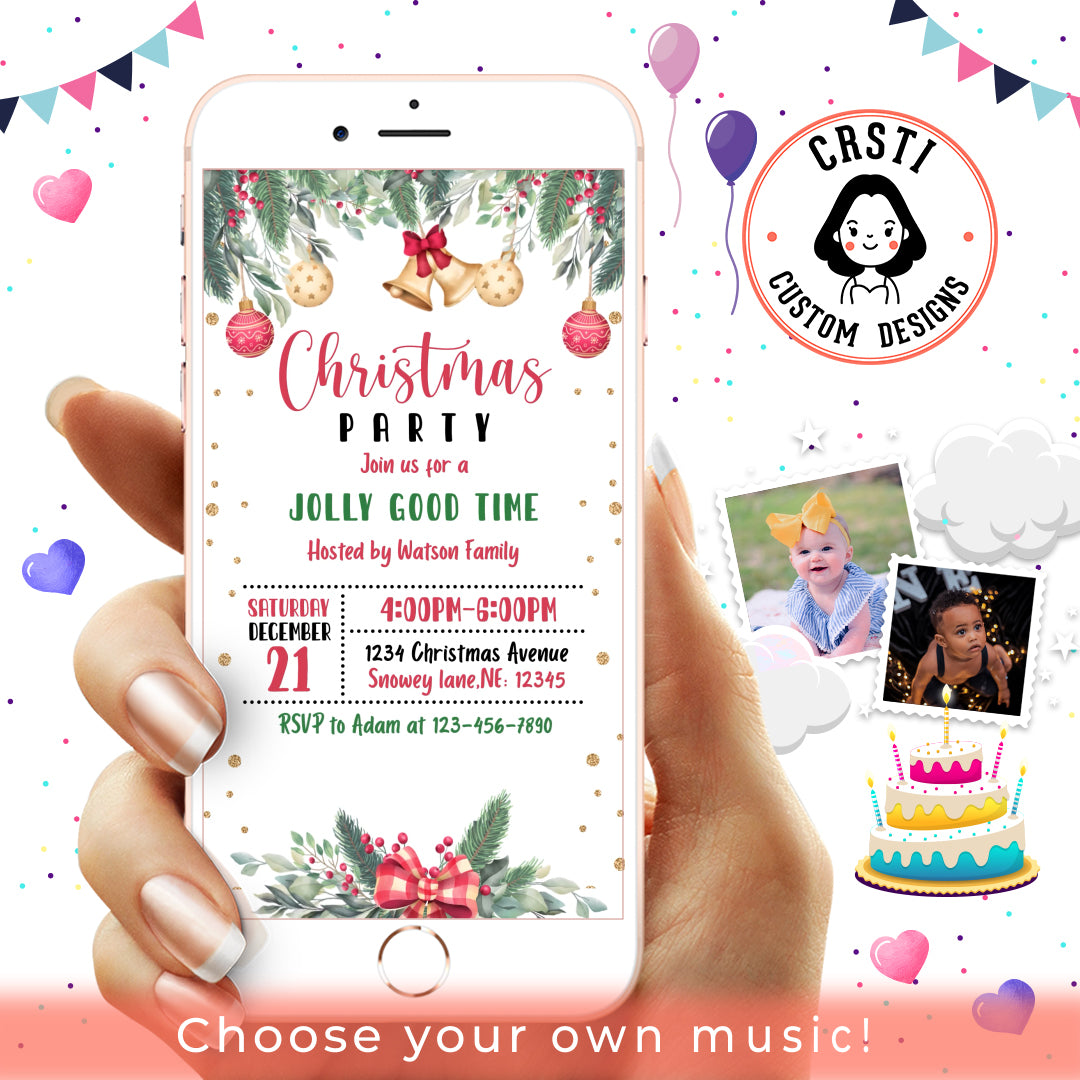 Christmas Birthday Invitation Card Template - A festive and customizable template blending the joy of Christmas with birthday cheer. Ideal for creating invitations that set the scene for a memorable holiday-themed birthday celebration. Download now for digital sharing and high-quality printing.