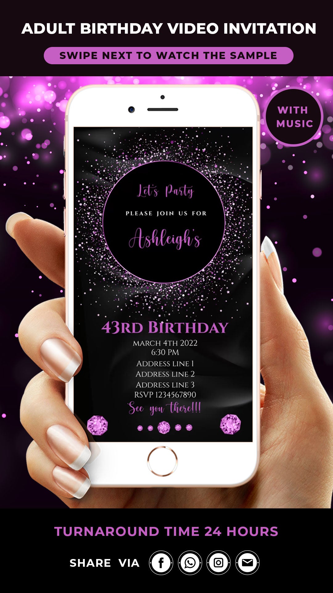 Diamond Birthday Video Invitation