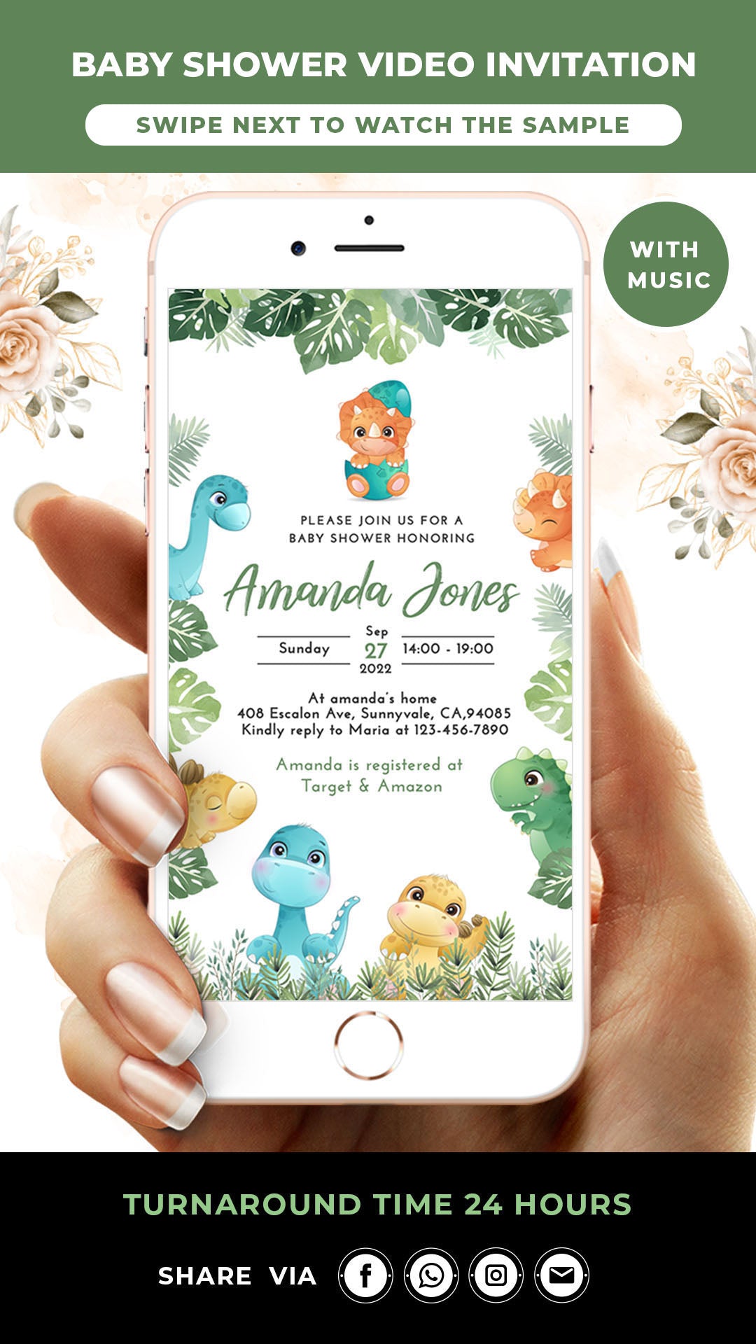 Dinosaur Baby Shower Invitation