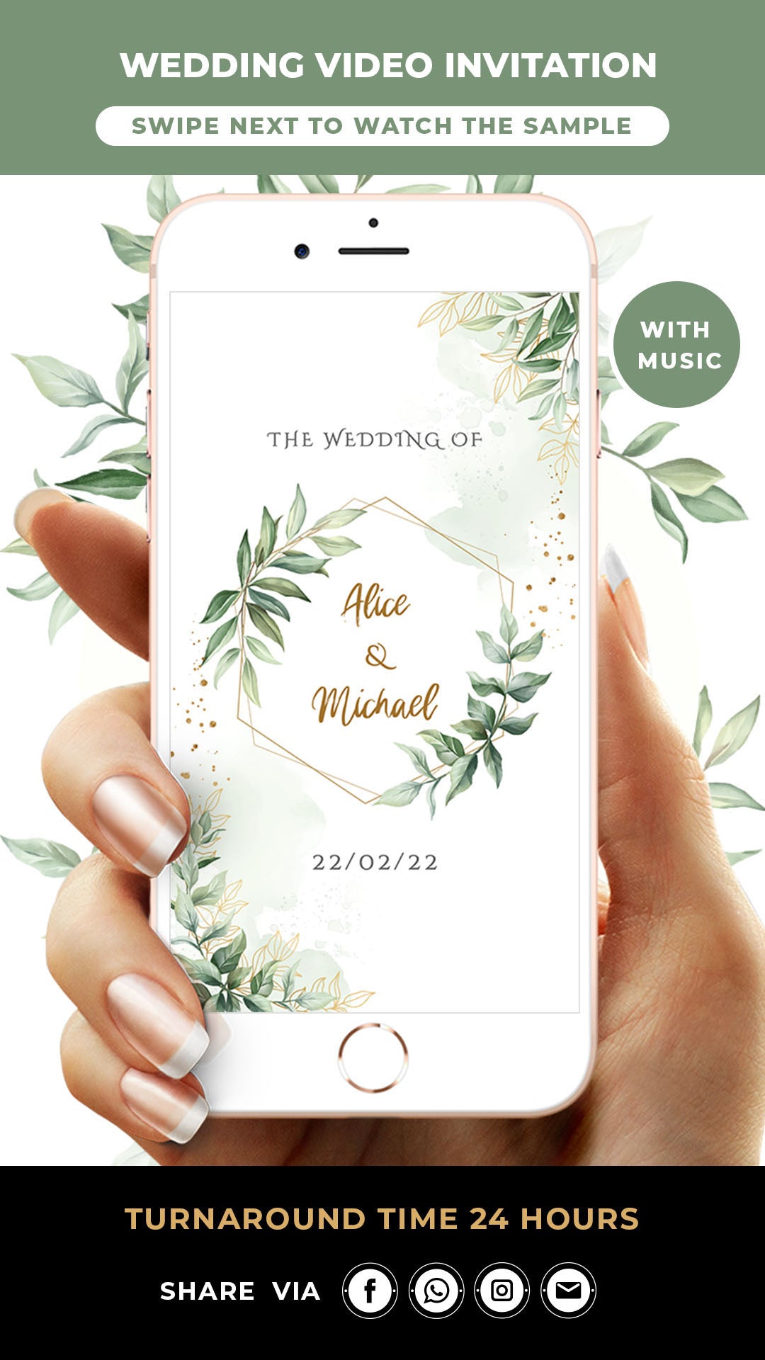 Sage green Wedding Invitation