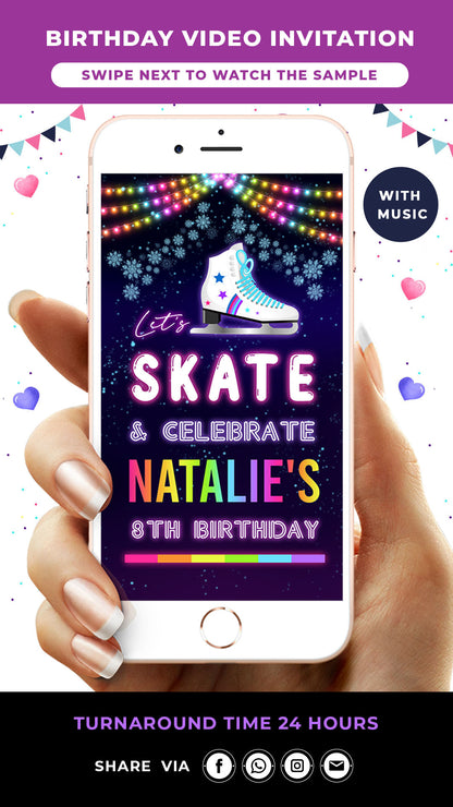 Ice Skating Birthday Video Invitation