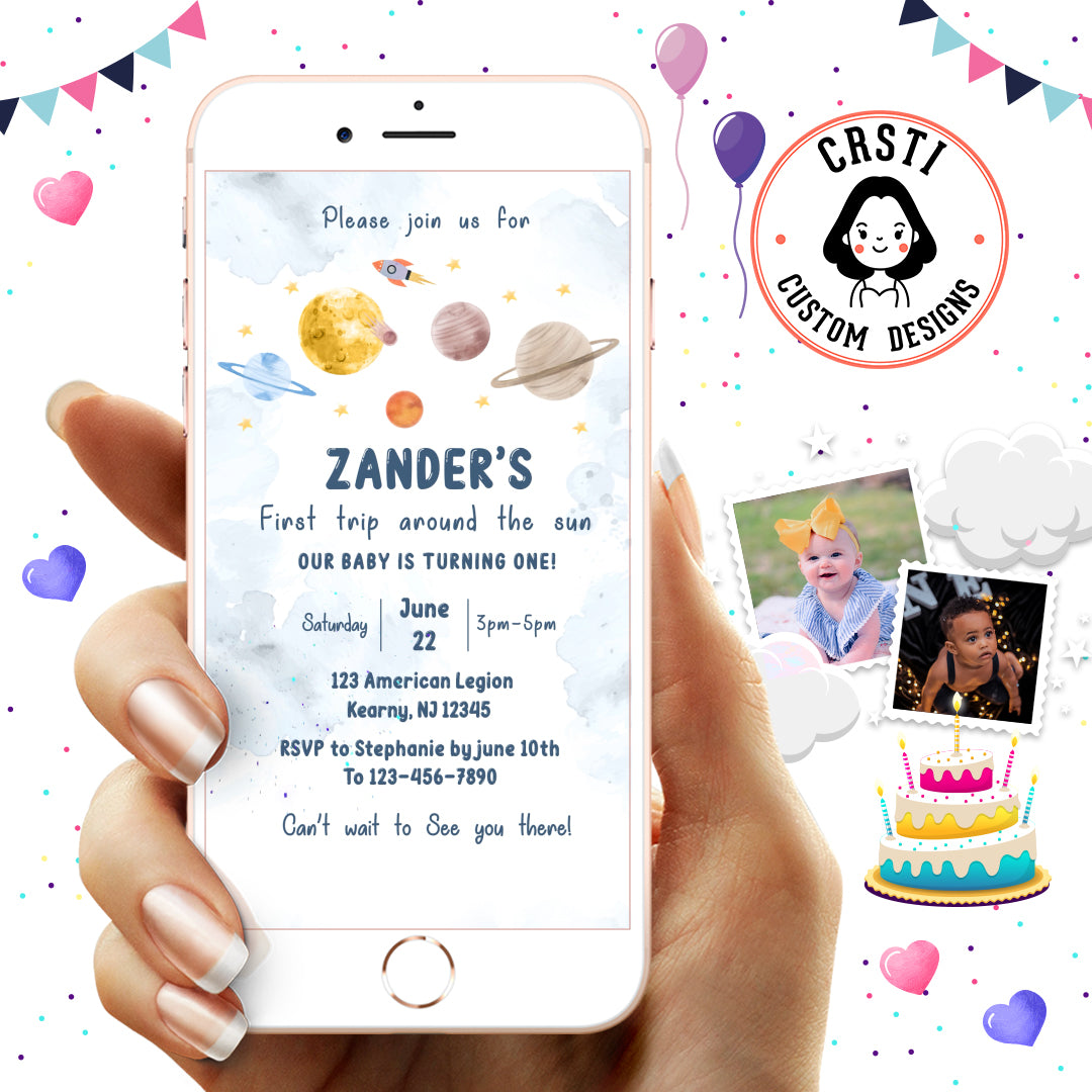 First Trip Around The Sun Birthday Invitation