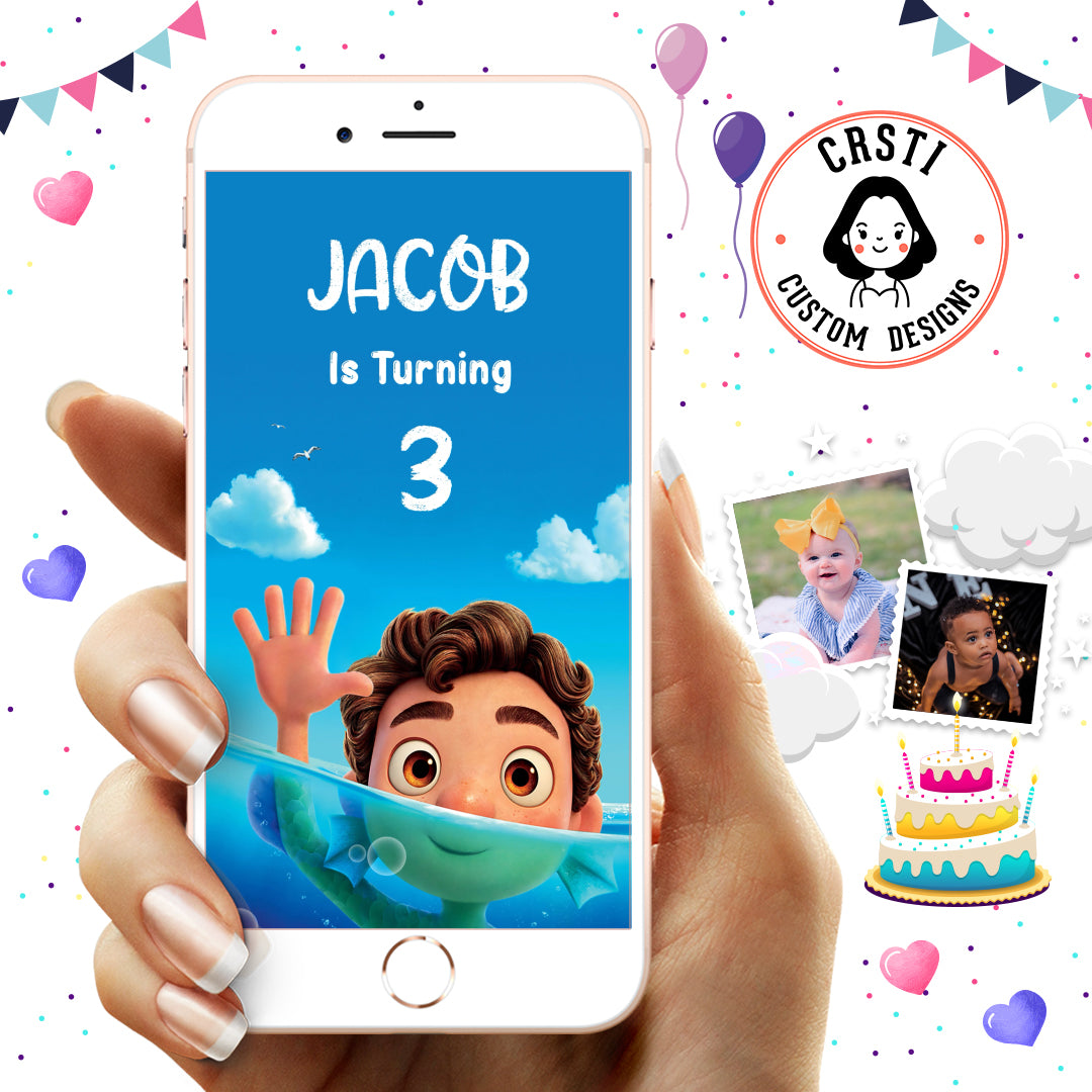 Seaside Celebration: Luca Birthday Digital Video Invitation Fun!