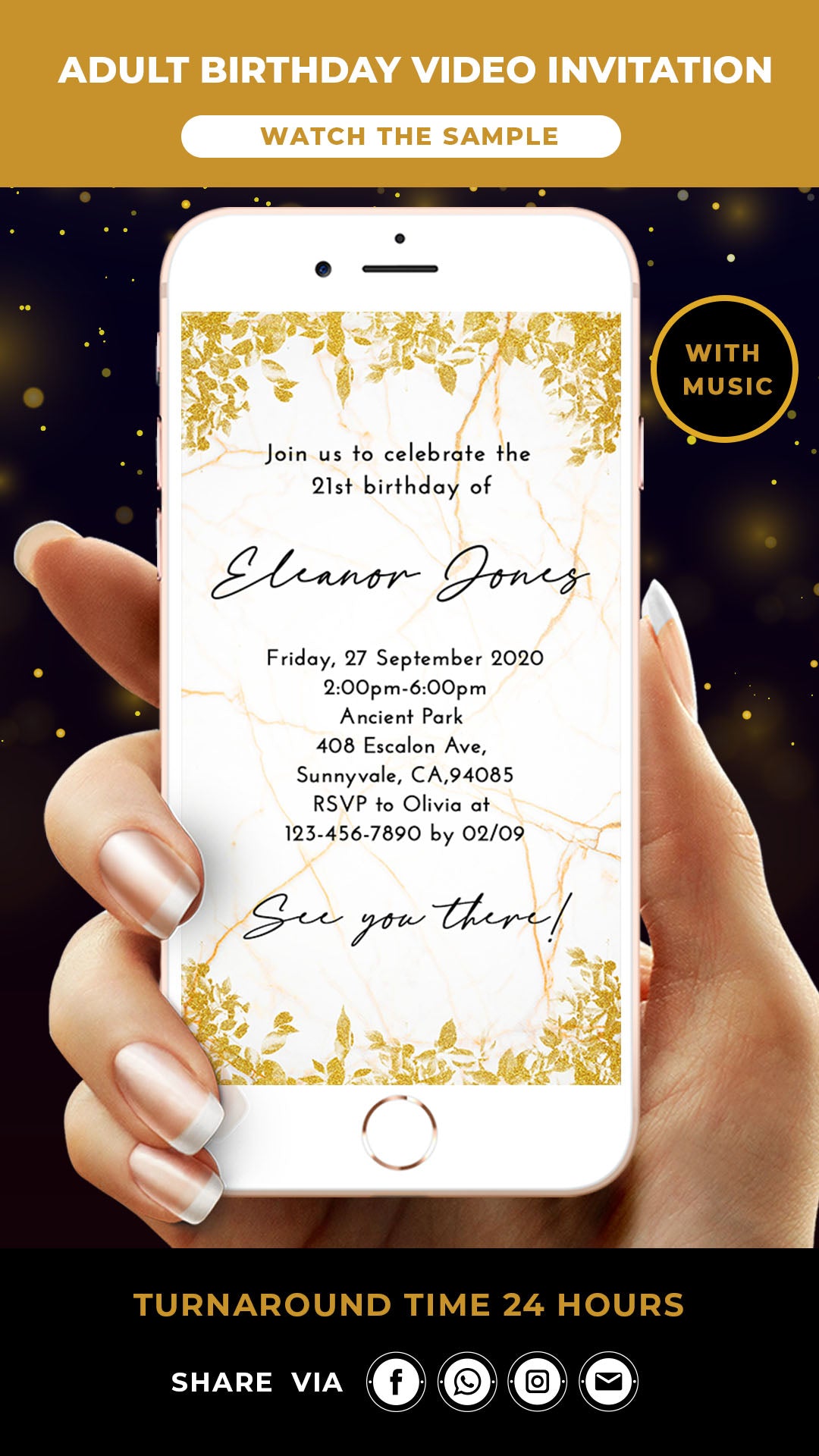 21st birthday Video Invitation – Crsti Custom Designs