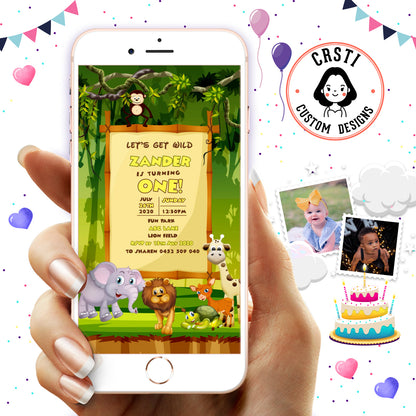 Roaring Fun: Jungle Safari Digital Video Invite for Birthday Bliss!