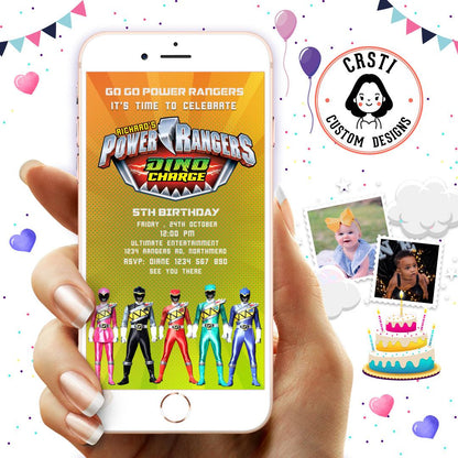Action-Packed Adventure: Power Rangers Digital Video Invite for Birthday Fun!