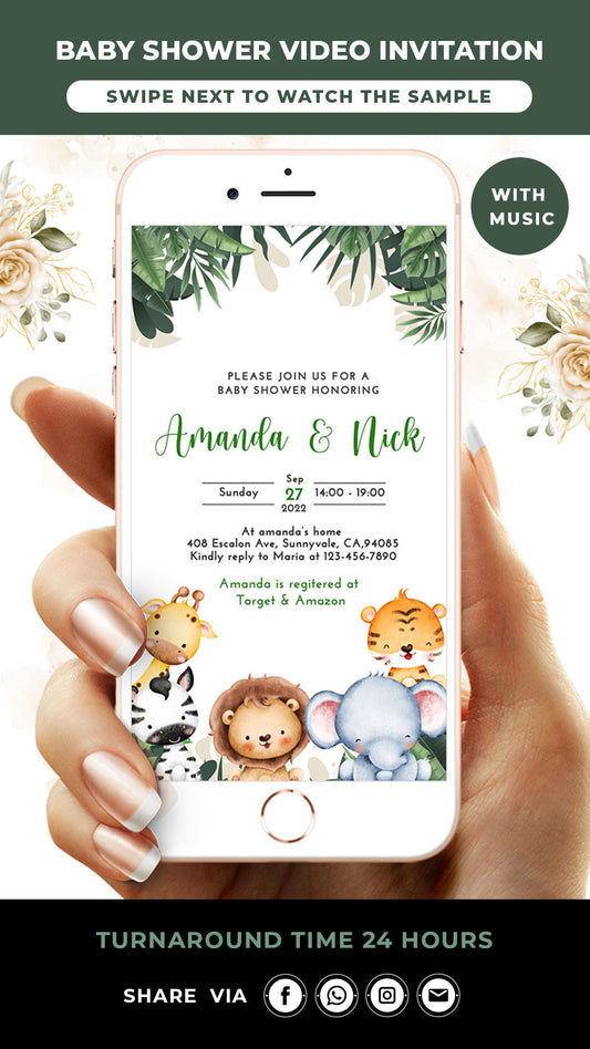 Safari Baby Shower Video Invitation