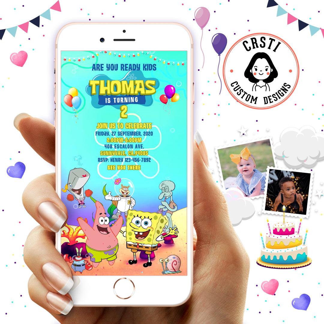 SpongeBob Birthday Digital Video Invitation – Crsti Custom Designs