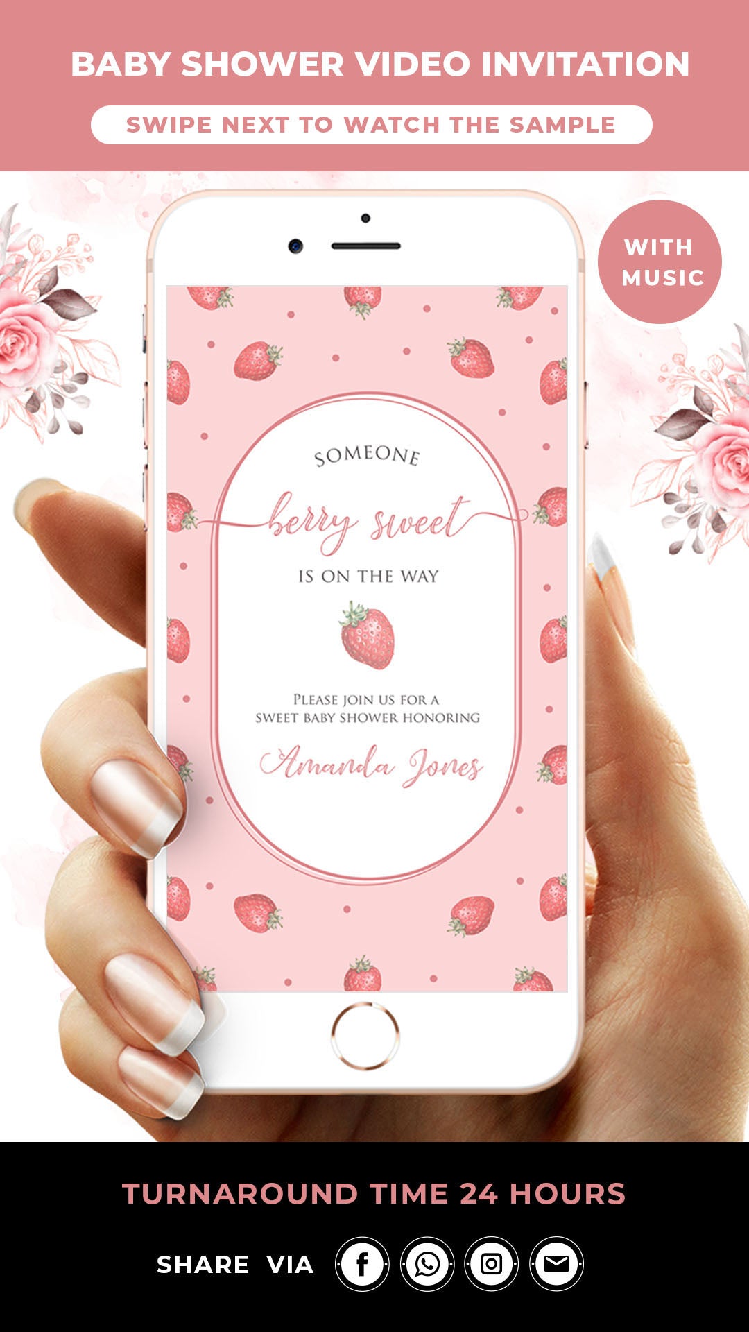 Berry Sweet Baby Shower Video Invitation