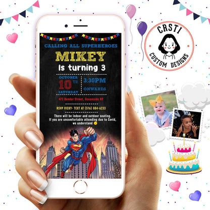 Powerful Party: Superman Theme Digital Video Invite for Birthday Fun!