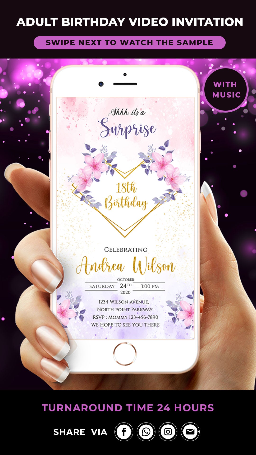 18th birthday Video invitation