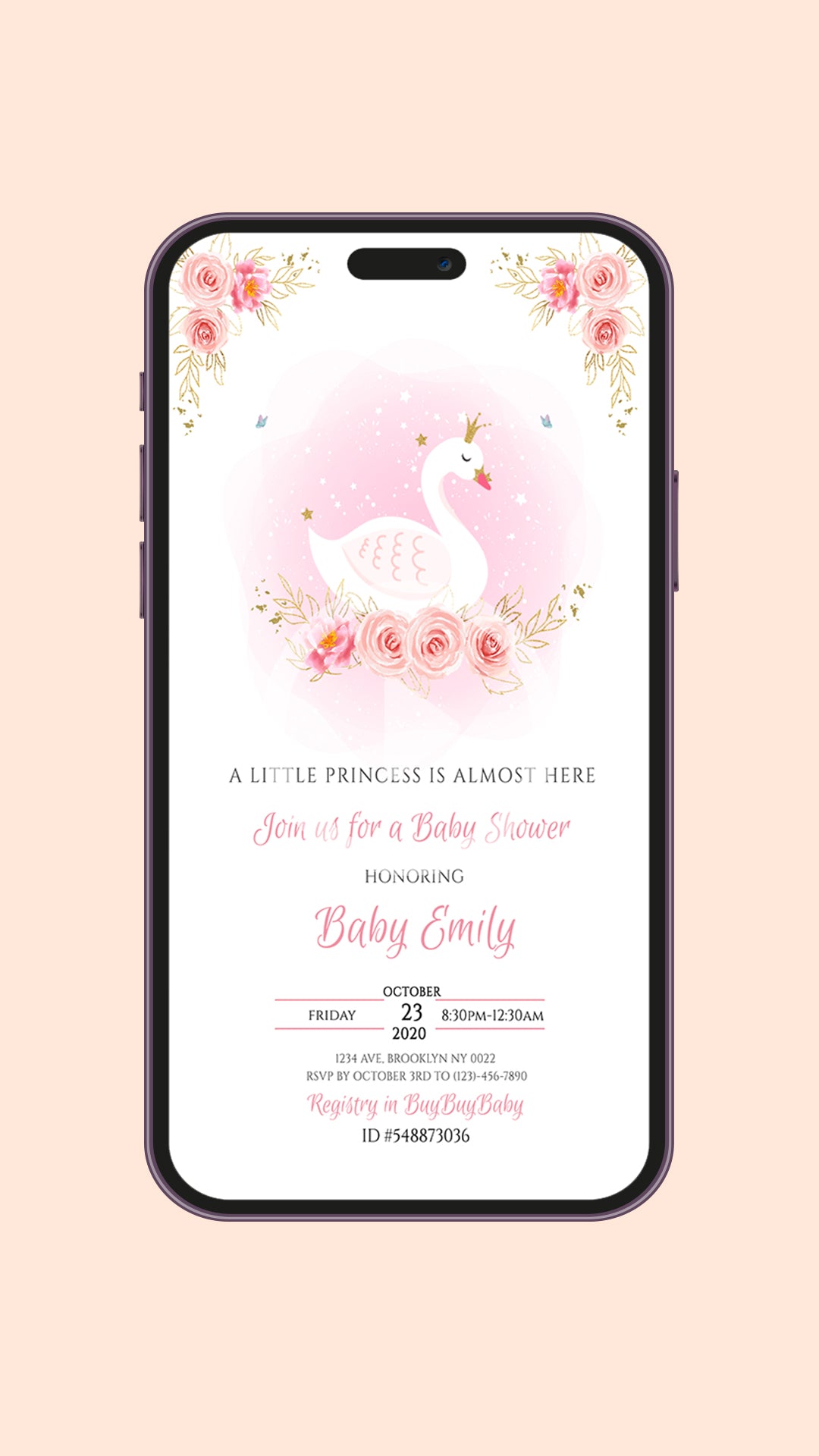 Swan Baby Shower Video Invitation