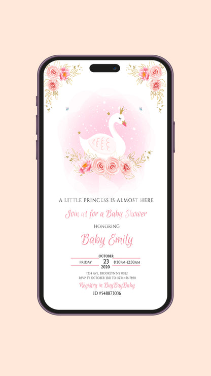 Swan Baby Shower Video Invitation