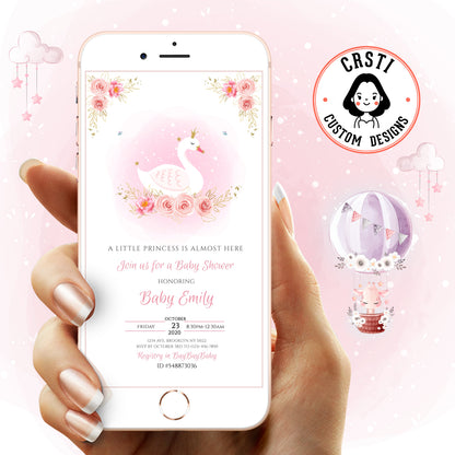 Elegant Affair: Swan Themed Baby Shower Digital Video Invitations!