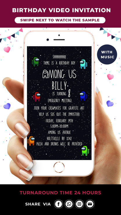 Among Us party invitation