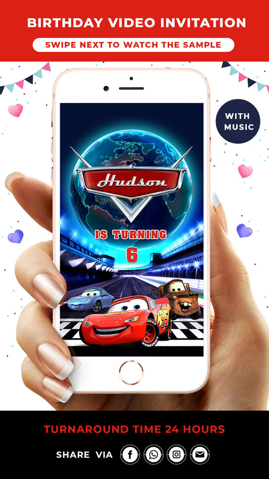 Cars McQueen Birthday Video Invitation