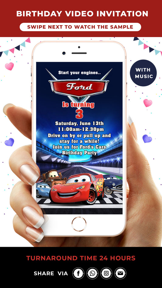 Lightning McQueen birthday invitation