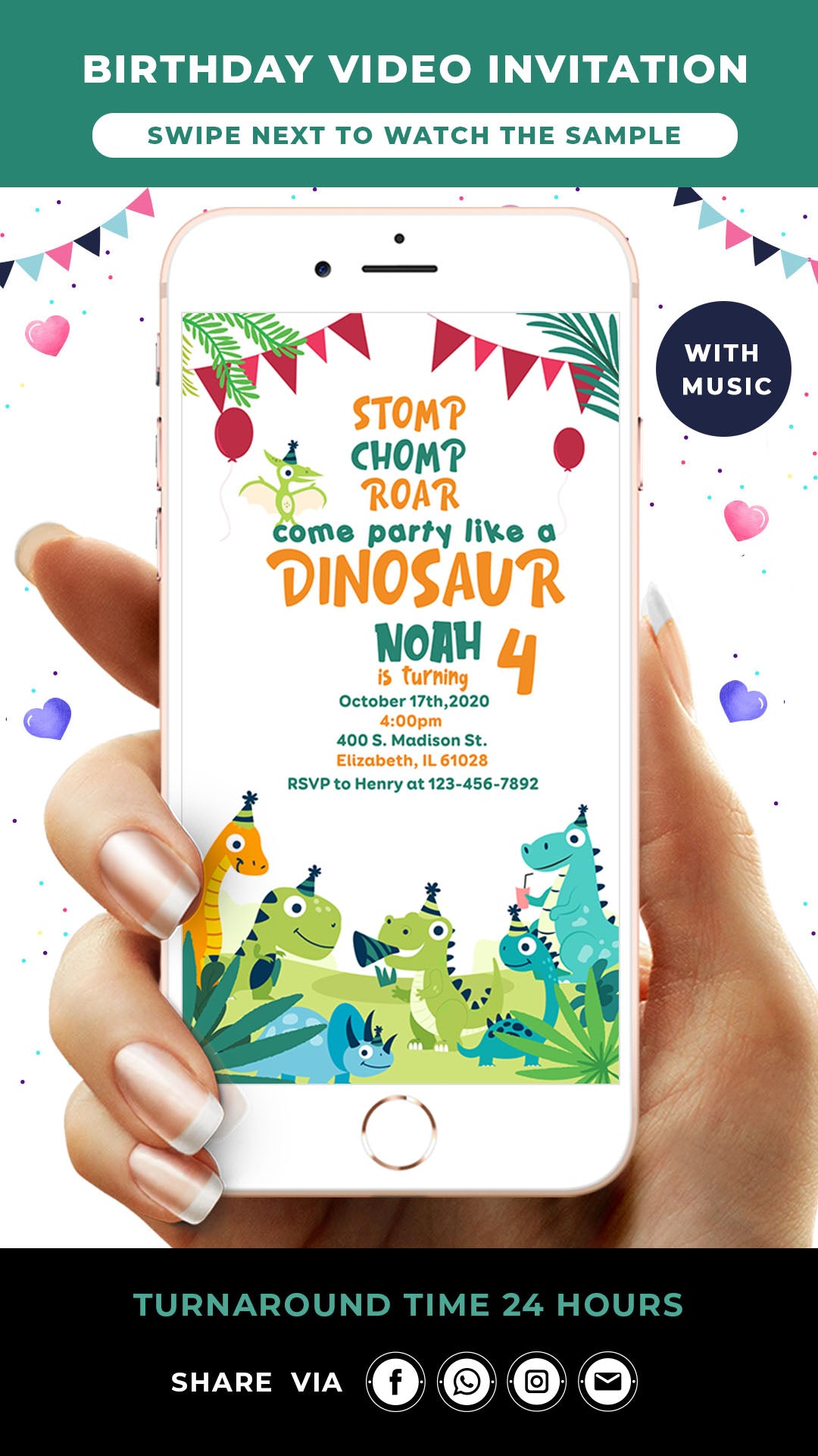 Dinosaur Birthday Video Invitation