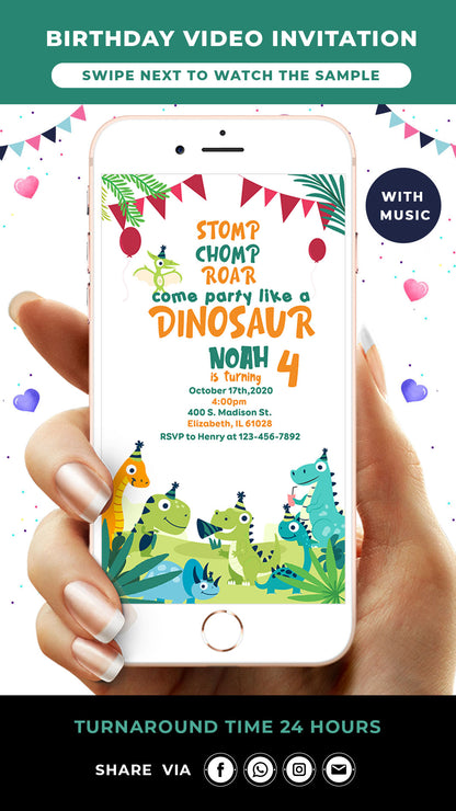 Dinosaur Birthday Video Invitation