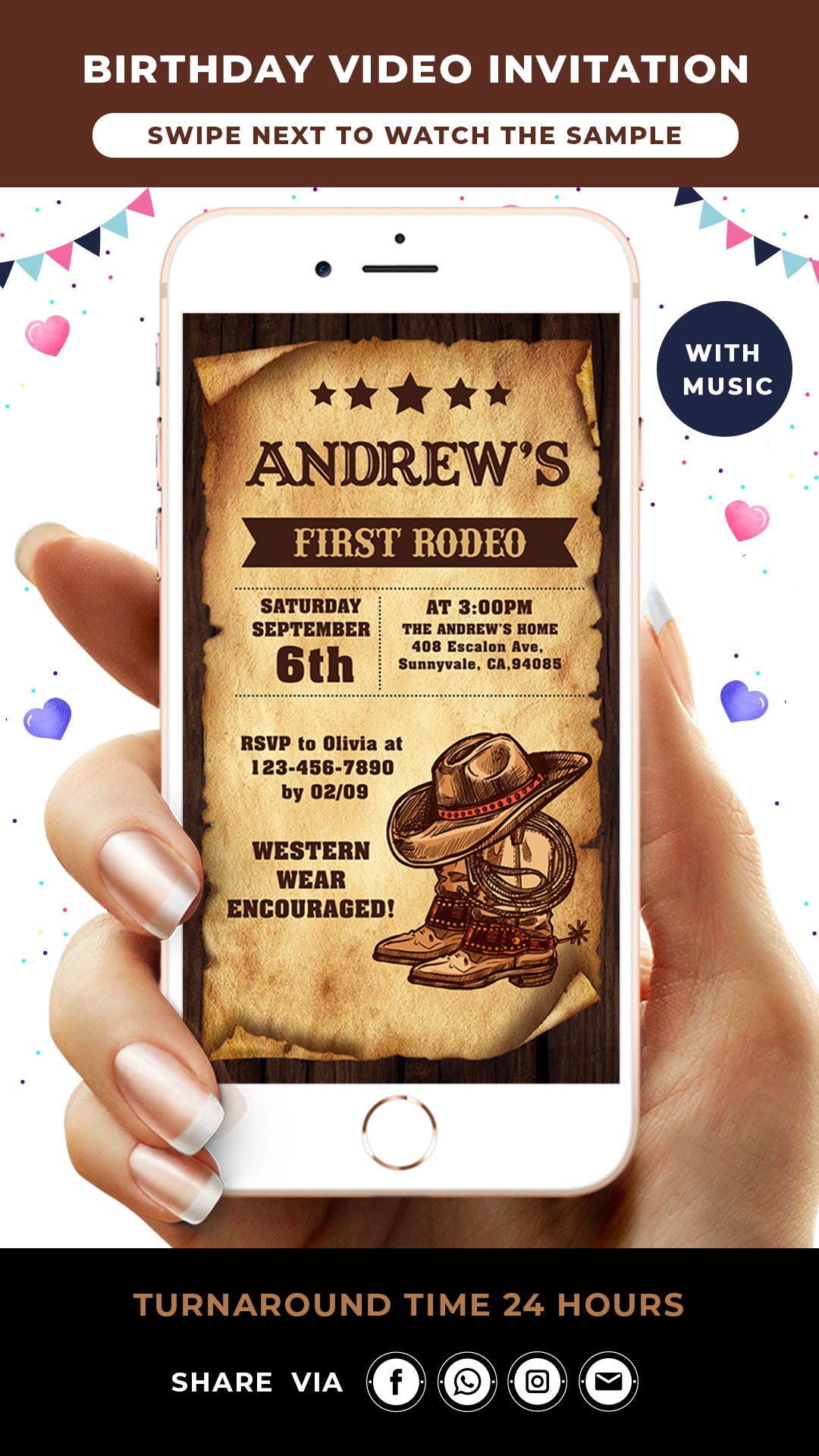 First Rodeo Birthday Video Invitation