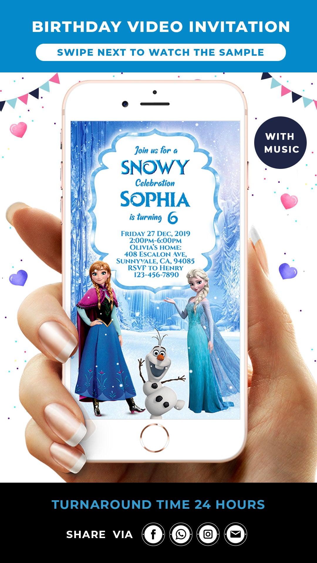 Frozen Digital Birthday Video Invitation