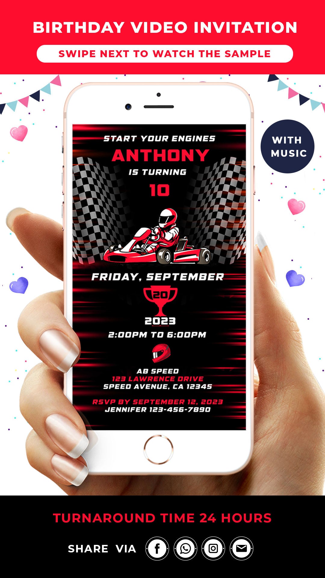 Go Kart Birthday Invitation