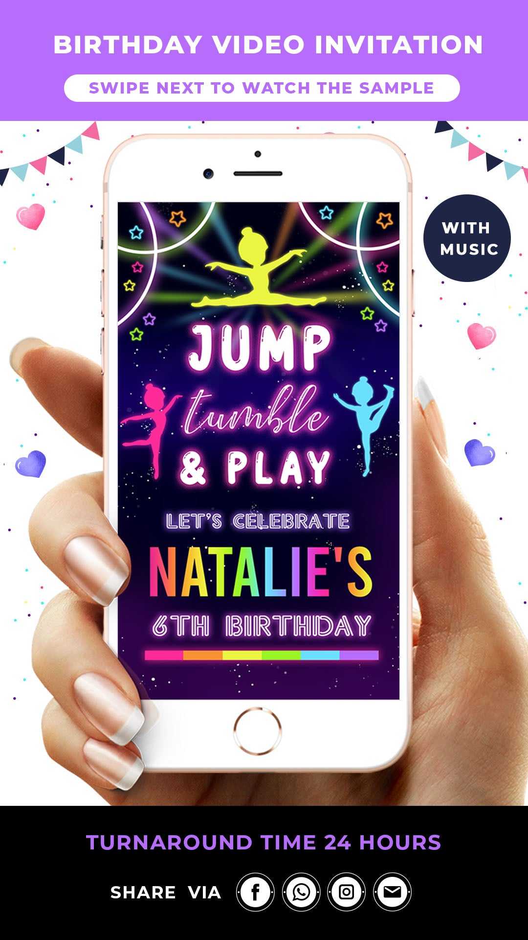 Gymnastics Birthday Party Invitation