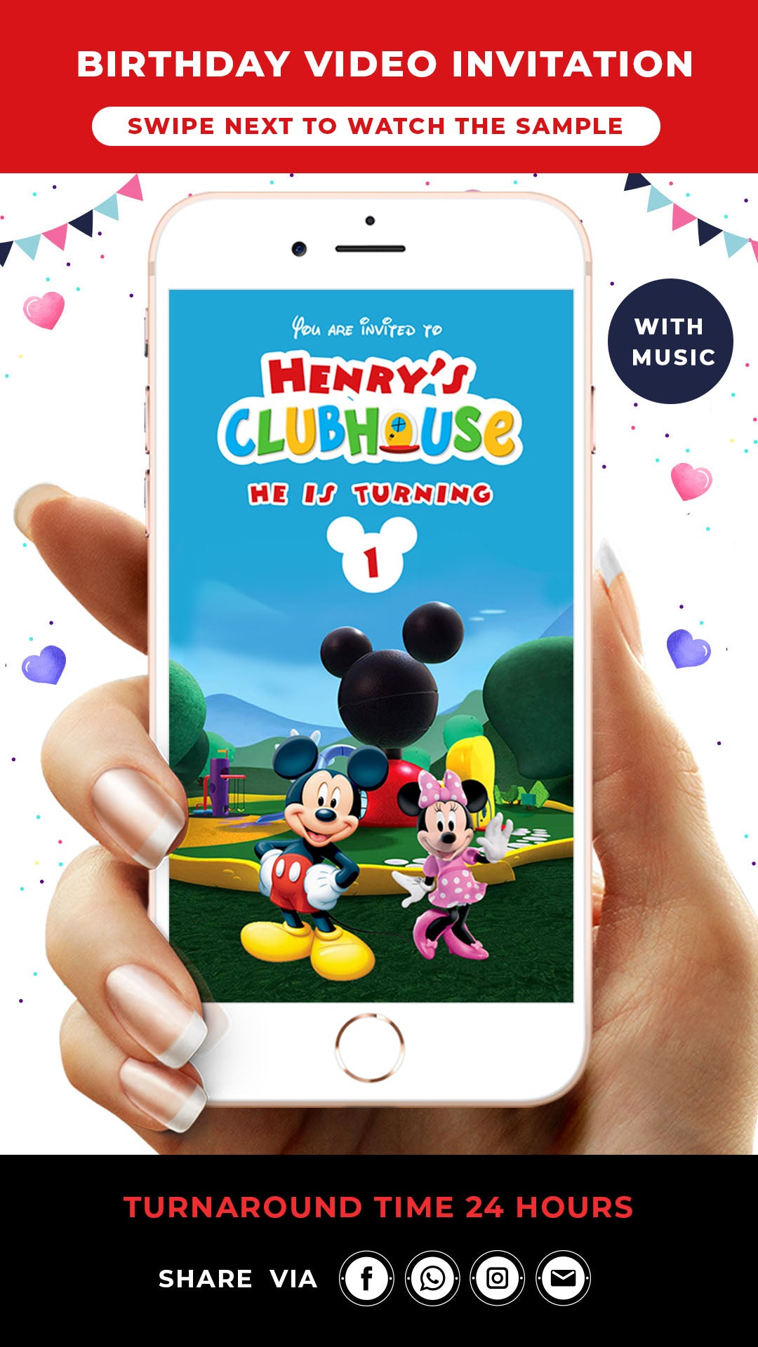 Micky Mouse Digital Birthday Invitation