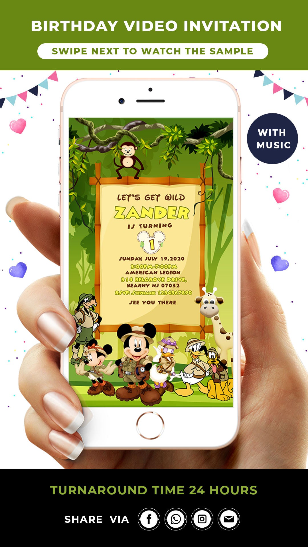 Mickey mouse safari invitation