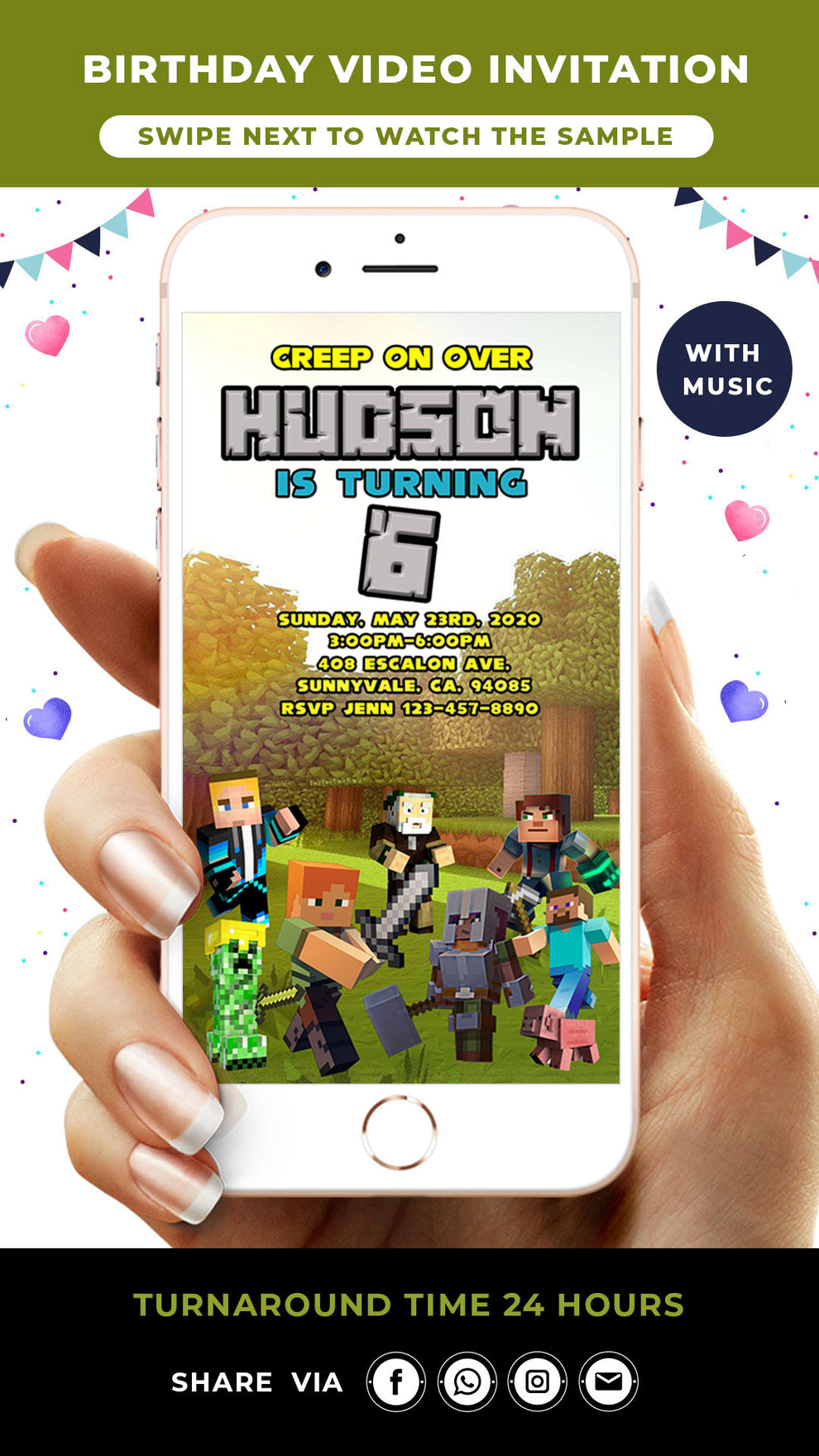Minecraft Birthday Video Invitation – Crsticustomdesigns