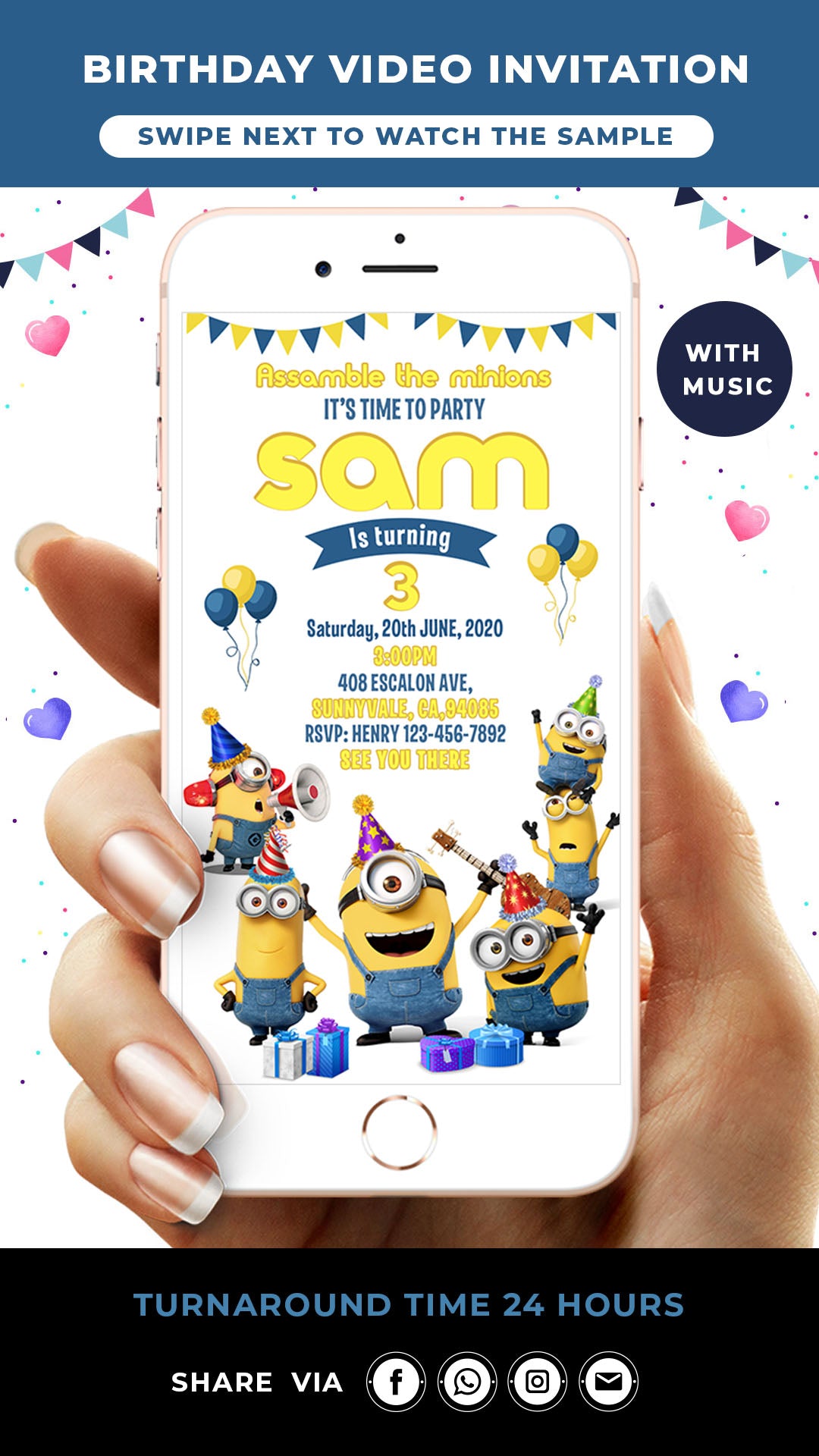 Minion Birthday Video Invitation