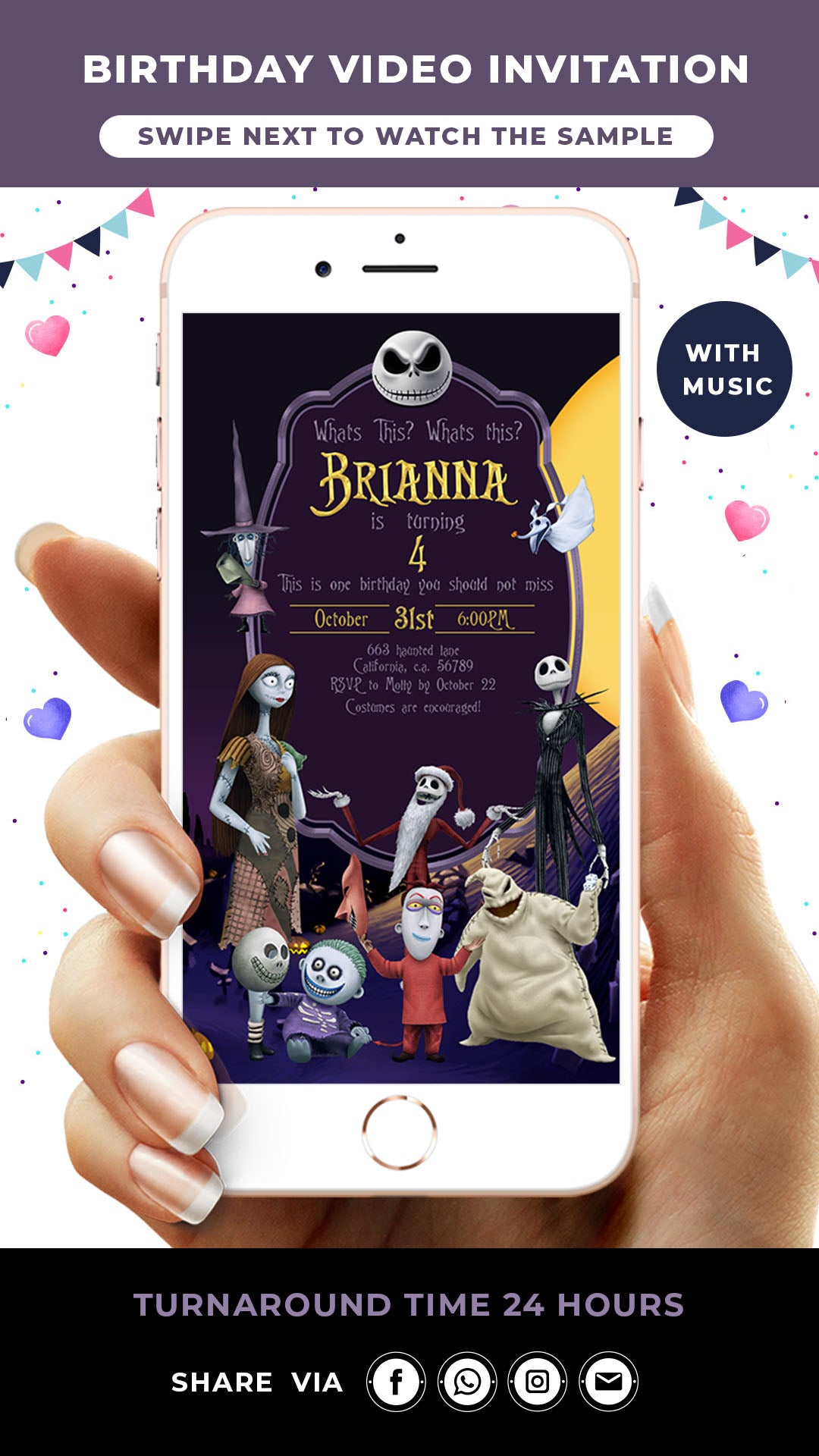 Digital Nightmare Before Christmas Birthday Invitation