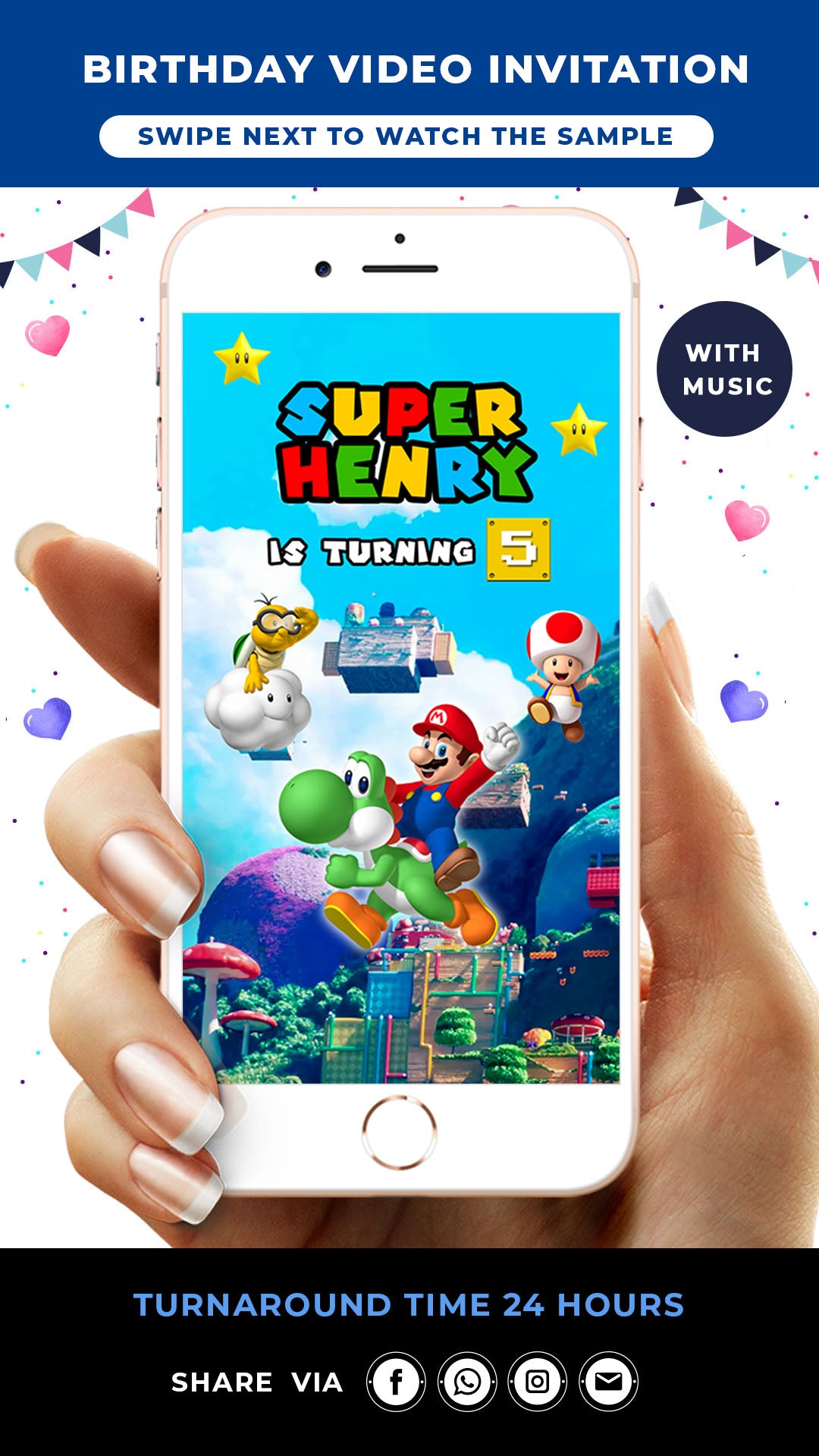 Super Mario Bros Birthday Video Invitation