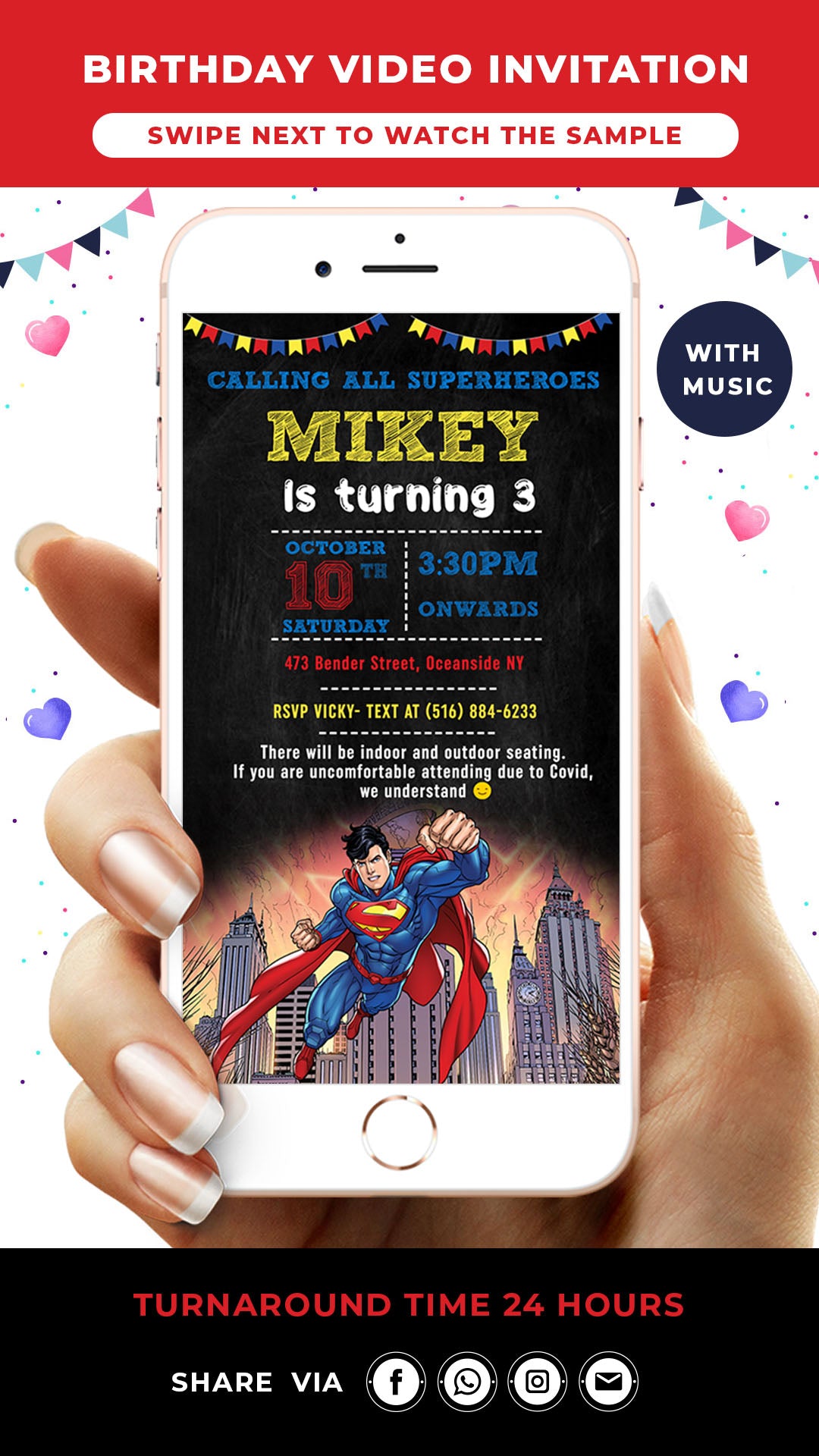 Superman Birthday Video Invitation