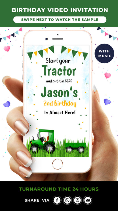 Tractor Birthday Video Invitation