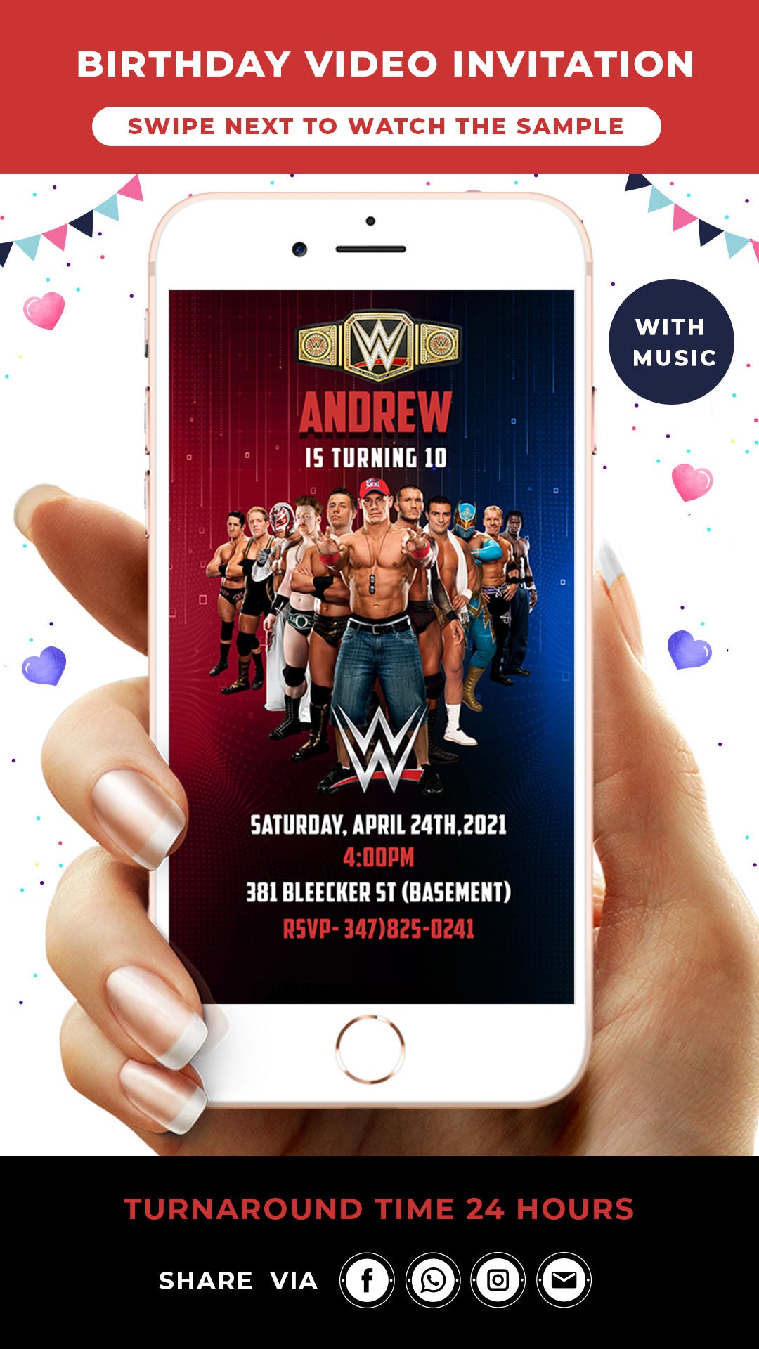 wwe wrestling birthday invitation