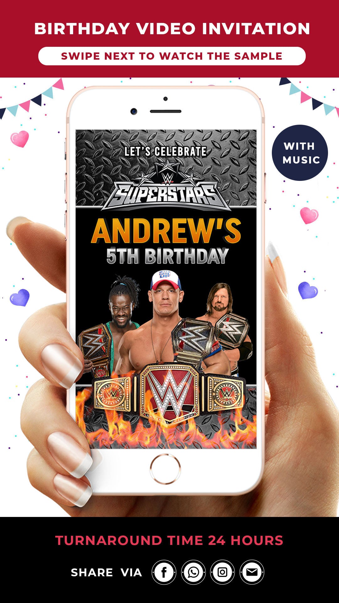 WWE Digital Birthday Animated Invitation