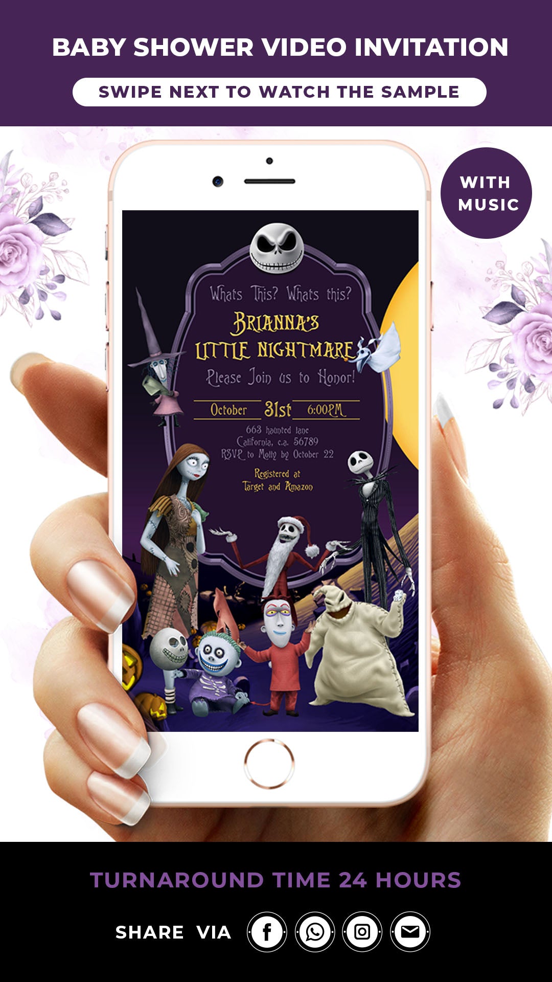 Nightmare Before Christmas Baby Shower Invitation
