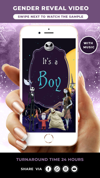 Nightmare Before Christmas Gender Reveal Video For Boy