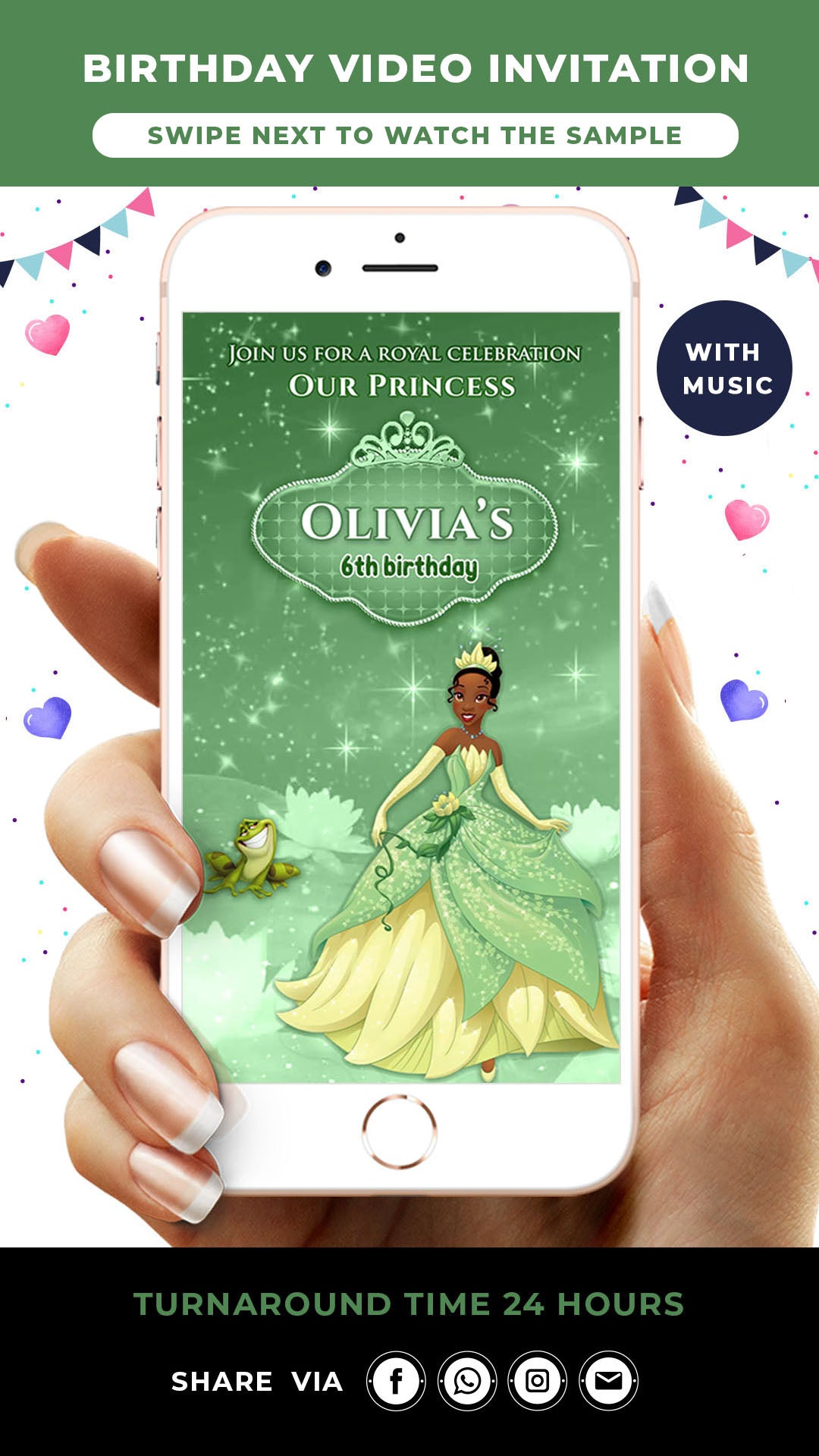 Princess Tiana Birthday Video Invitation