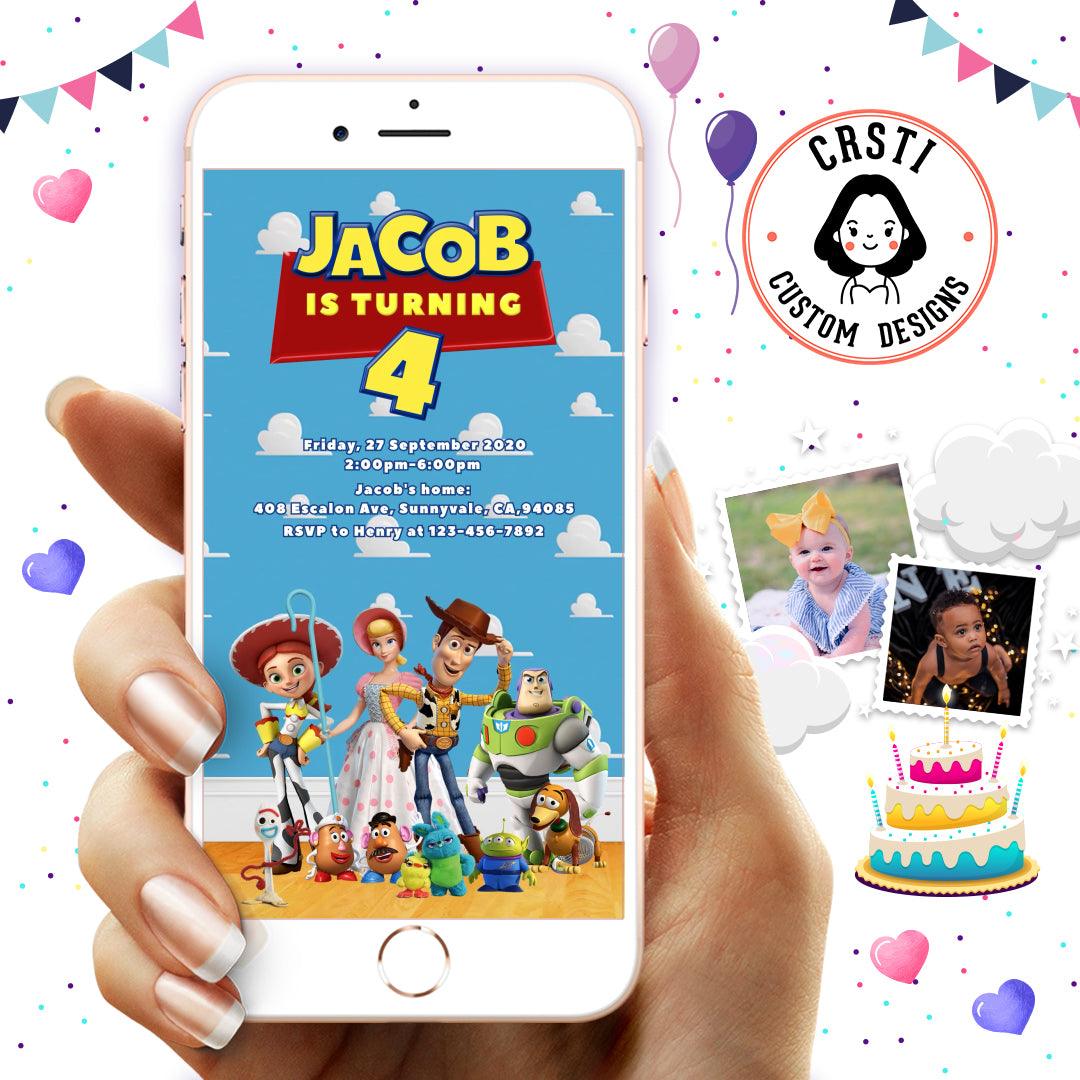 Join the Fun: Toy Story Theme Digital Video Invite for Birthday Bash!