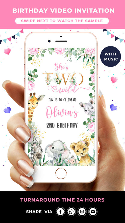 Two Wild Birthday Video Invitation