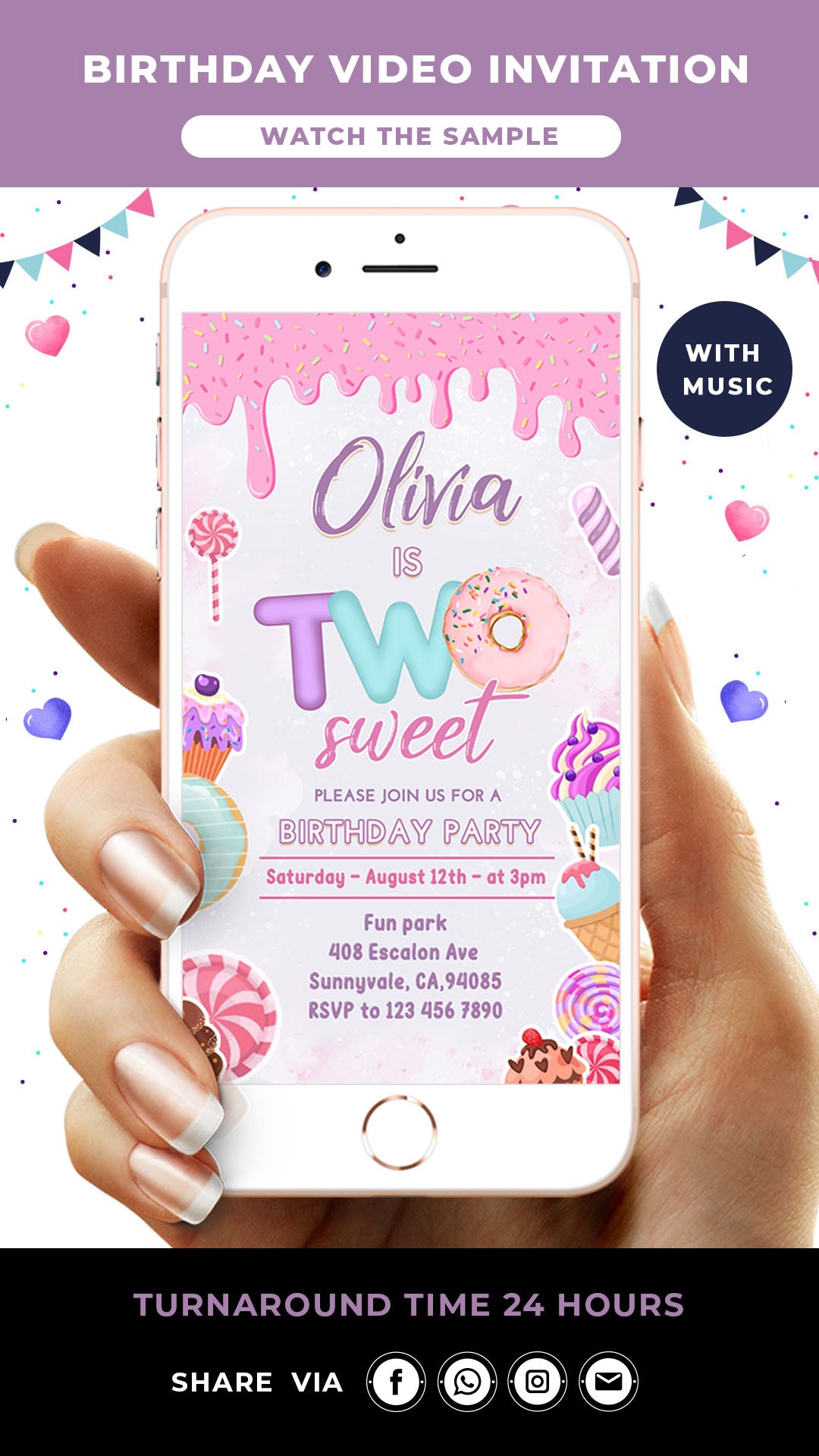 Two Sweet Birthday Invitation
