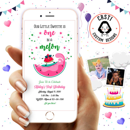 Summer Fun: Watermelon Theme Birthday Digital Video Invite!