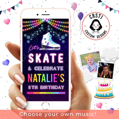 Icy Celebration: Ice Skating Birthday Video Invite Template Bliss!