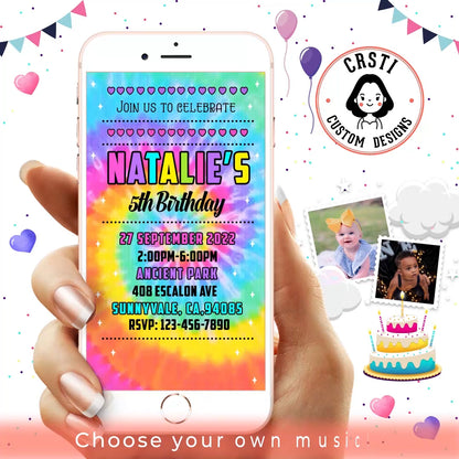 Groovy Party: Tie-Dye Themed Birthday Invitation for a Fun Celebration!