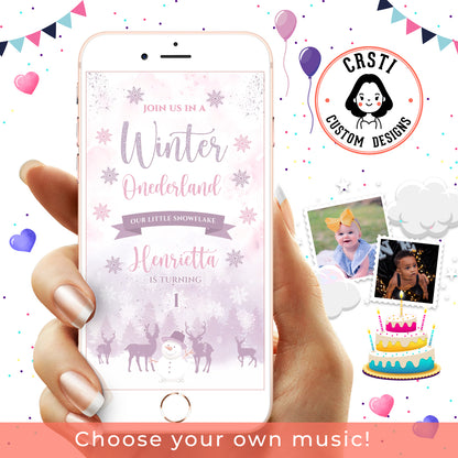 Frosty Forest Fun: Winter Wonderland Birthday Invitation for Girls!